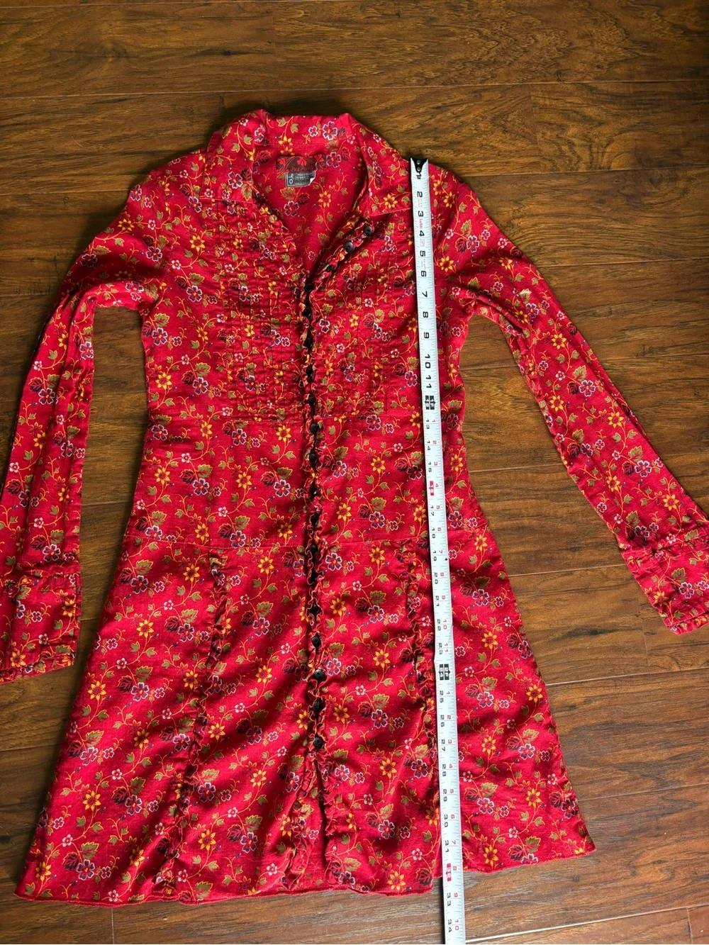 Vintage Free People Button Front Long Sleeve Floral Dress